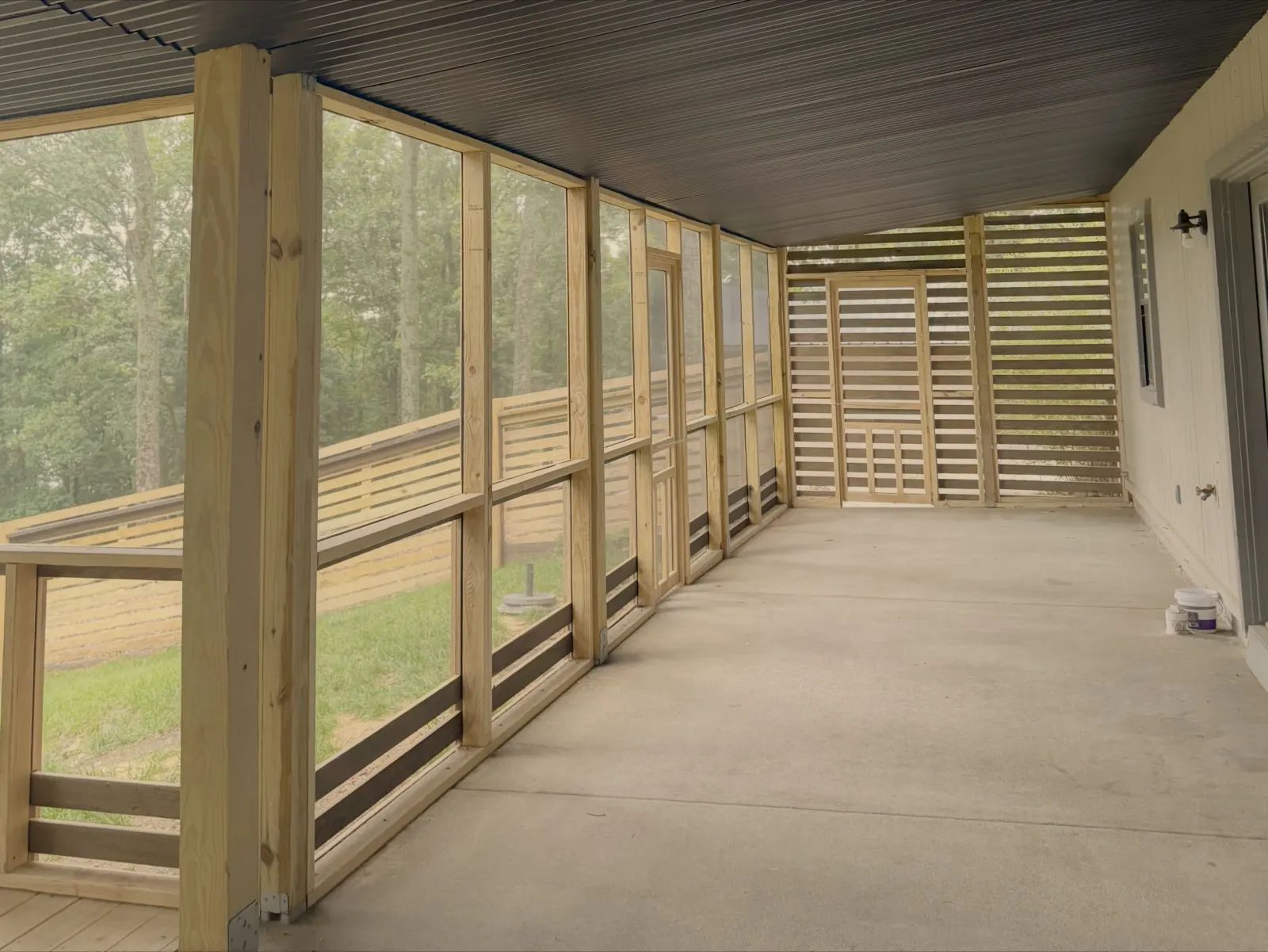 Screened porch with a covered patio