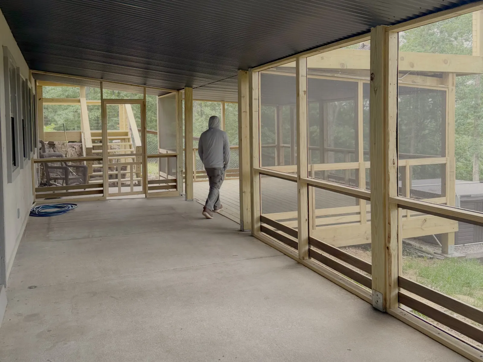 Interior view of a screened porch