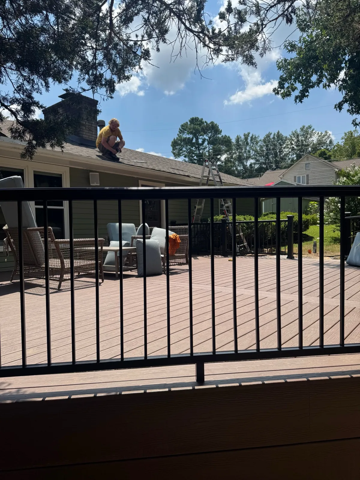 Lounge seating on a finished composite deck